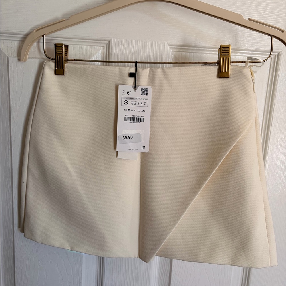 Zara Cream Mini Skort NWT